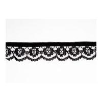 25mm Essential Trimmings Frilled Nylon Lace Trimming Black