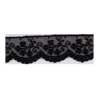 25mm Essential Trimmings Scalloped Embroidered Tulle Lace Trimming Black