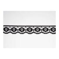 25mm Essential Trimmings Rayon Embroidery on Tulle Lace Trimming Black