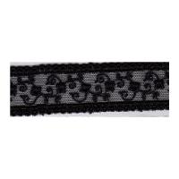 25mm Essential Trimmings Scalloped Embroidered Tulle Lace Trimming Black