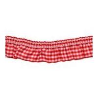 25mm Essential Trimmings Frilled Gingham Ribbon Trimming Red