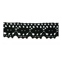 25mm essential trimmings crochet effect cotton lace trimming black