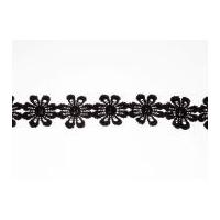 25mm essential trimmings floral guipure lace trimming black