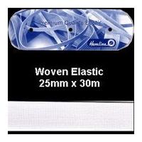 25mm Hemline Flat Woven Elastic White