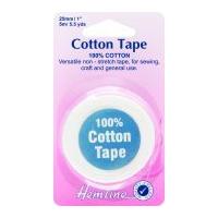 25mm Hemline Cotton Tape White