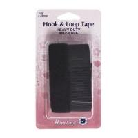 25mm Hemline Heavy Duty Hook & Loop Stick On Tape 1m Black