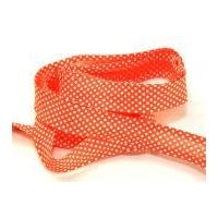 25mm Spotty Print Cotton Bias Binding Tape Orange/White