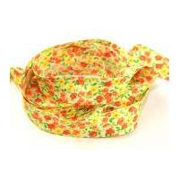 25mm summer floral print cotton bias binding tape yellow