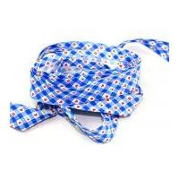 25mm heart gingham print cotton bias binding tape royal blue