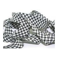 25mm gingham cotton bias binding tape black