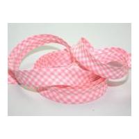 25mm Gingham Cotton Bias Binding Tape Pink