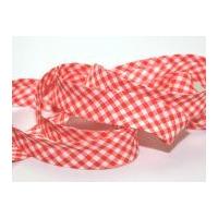 25mm gingham cotton bias binding tape red