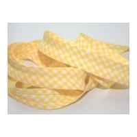 25mm gingham cotton bias binding tape yellow