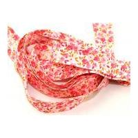 25mm Summer Floral Print Cotton Bias Binding Tape Pink