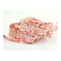 25mm Paisley Print Cotton Bias Binding Tape Pink