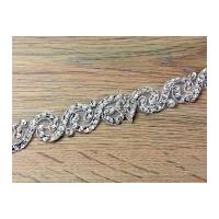 25mm Crystal Edging Couture Bridal Lace Trimming Silver
