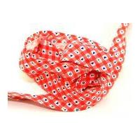 25mm Heart Gingham Print Cotton Bias Binding Tape Red