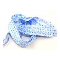 25mm Heart Gingham Print Cotton Bias Binding Tape Pale Blue