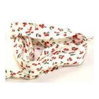 25mm Cherry Print Cotton Bias Binding Tape Red