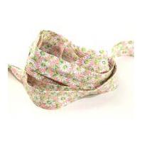 25mm Daisy Floral Print Cotton Bias Binding Tape Pink