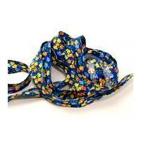 25mm summer floral print cotton bias binding tape navy blue