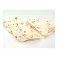 25mm dainty floral print cotton bias binding tape cream