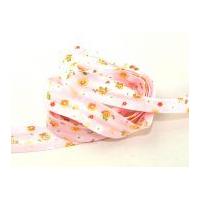 25mm Dainty Floral Print Cotton Bias Binding Tape Baby Pink