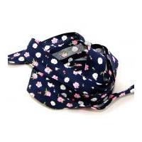 25mm dainty floral print cotton bias binding tape navypink