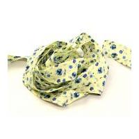 25mm dainty floral print cotton bias binding tape creamblue