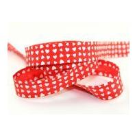 25mm Heart Print Cotton Bias Binding Tape Red/White