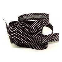 25mm Spotty Print Cotton Bias Binding Tape Black/Pink