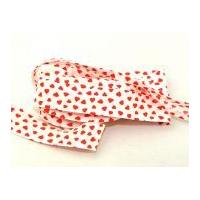 25mm heart print cotton bias binding tape whitered