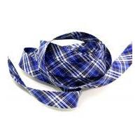 25mm tartan kilt print cotton bias binding tape blue