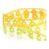 25mm sally flower garland ribbon yellowgreen