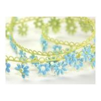 25mm sally flower garland ribbon greenblue