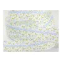 25mm flower print wired ribbon bluegreen