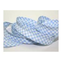 25mm Gingham Cotton Bias Binding Tape Blue