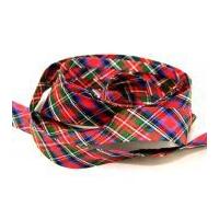 25mm tartan kilt print cotton bias binding tape multicoloured