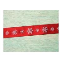25mm snowflake christmas satin ribbon red