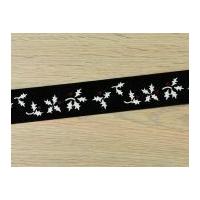 25mm christmas holly print ribbon black silver