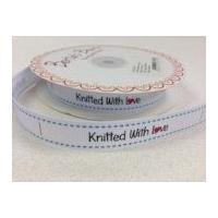 25mm Bertie's Bows Knitted with Love Grosgrain Ribbon White