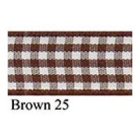 25mm Berisford Gingham Ribbon 25 Brown