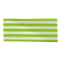 25mm Berisford Stripes Print Ribbon 130 Green