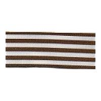 25mm Berisford Stripes Print Ribbon 4003 Brown