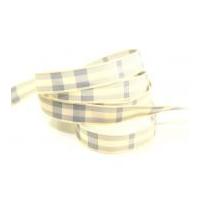 25mm berisford rustic tartan print ribbon 4 grey