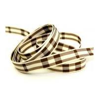 25mm Berisford Rustic Tartan Print Ribbon 6 Chocolate