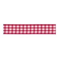 25mm Berisford Check Ribbon 15 Red