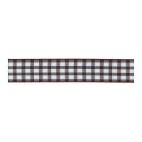 25mm Berisford Check Ribbon 25 Brown