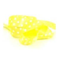 25mm Berisford Polka Dot Print Ribbon 5 Lemon