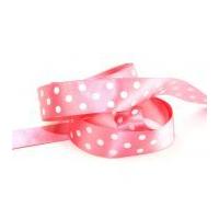 25mm Berisford Polka Dot Print Ribbon 52 Hot Pink